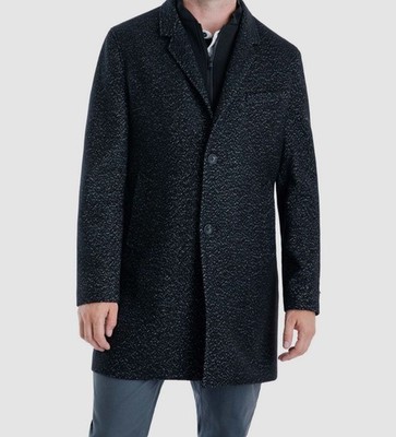 Michael Kors Men's Black Wool Slim Classic Pike Overcoat Coat Size 38S
