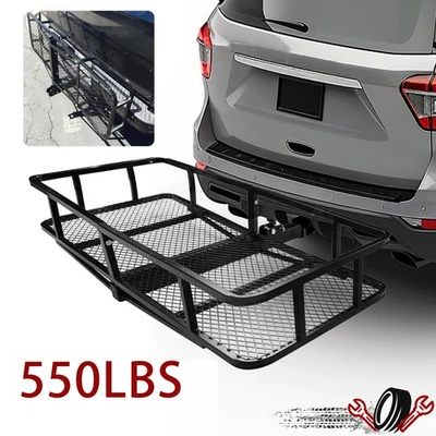 550 lb Cargo Carrier Hitch Mount Cargo Basket Foldable Luggage Rack 2" Receiver - Image 1 of 4