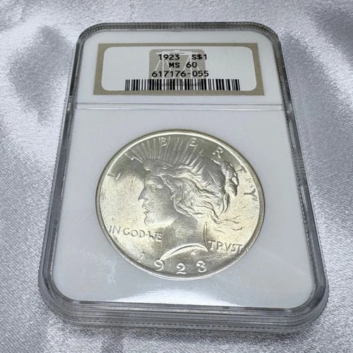 1923 Peace Silver Dollar $1 NGC MS 60 old fatty holder [AE1]