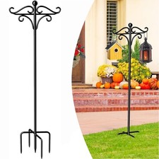 Image of Shepherds Hooks Crook Adjustable Metal Stakes Garden Heavy Duty Poles 193cm