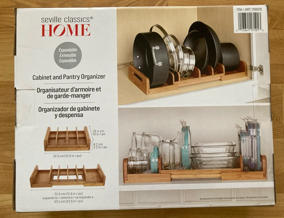 Organizador de gabinete y despensa extensible SEVILLE CLASSICS HOME 100% bambú Foto 3 de 4