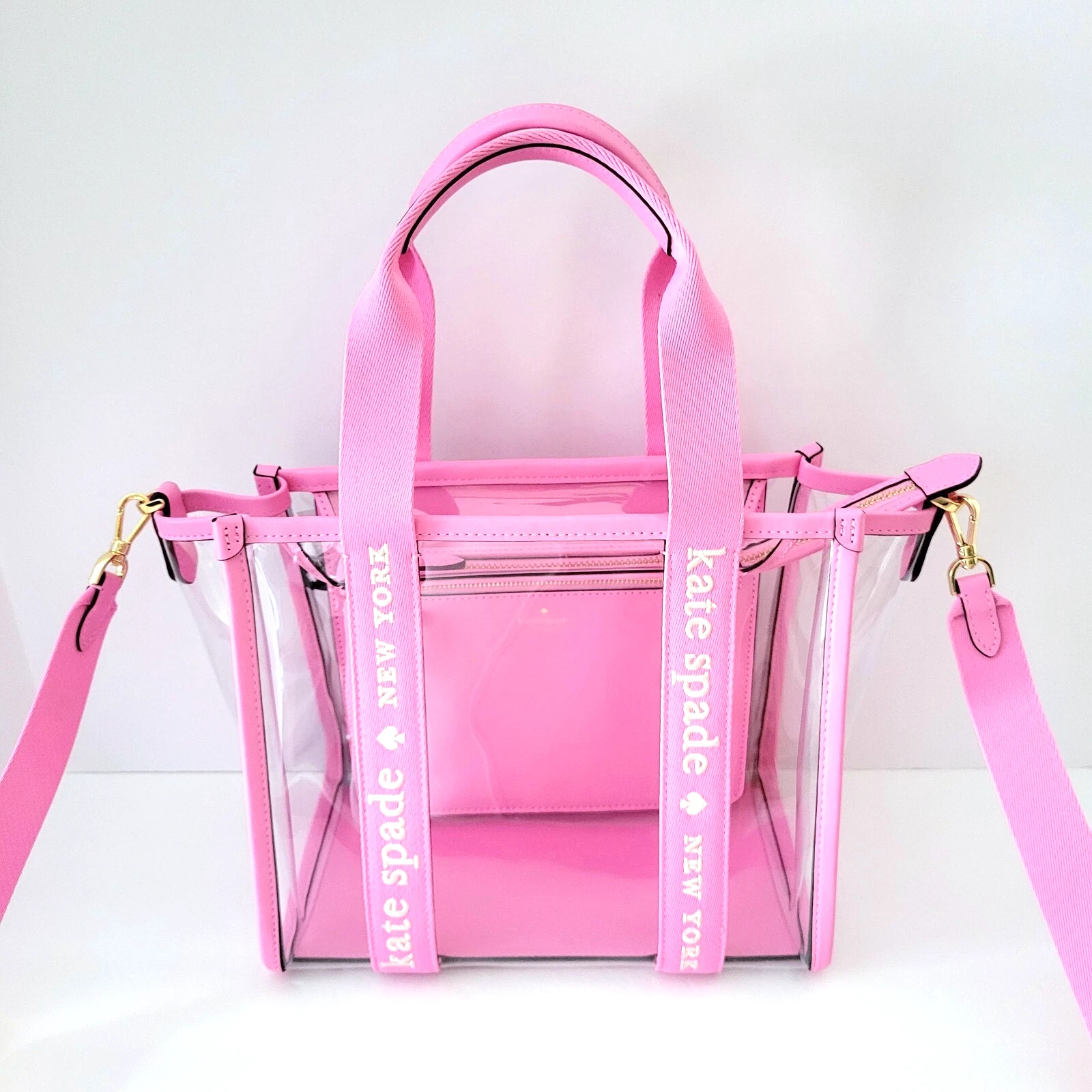 Kate Spade KL064 Kip See Through PVC piccola borsa da stadio borsa a mano surf rosa