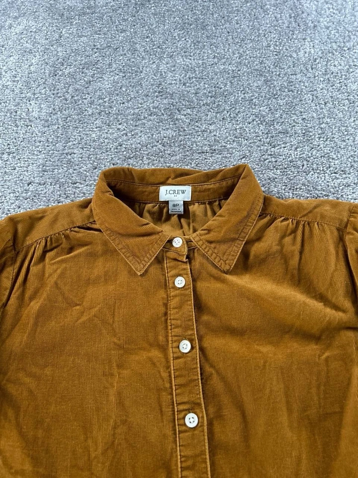 Camisa de vestir para mujer J.Crew 8 Petite marrón algodón pana blusa Foto 2 de 4