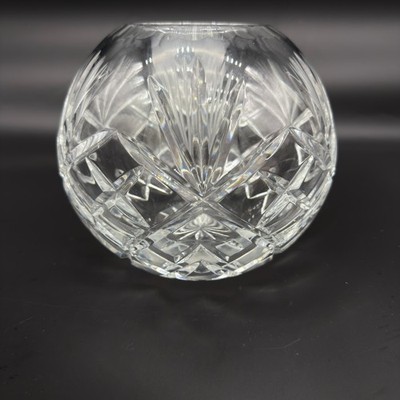 Vtg BLOCK Rose Bowl Crystal Clear Strathmore Pattern Cut Fan German