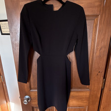 Express Women’s Black Solid Mini Dress XS Long Sleeve Cut-Out Short
