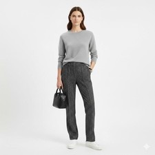 Carlisle Black White Tweed Knit Trousers Classic Tailored Pants Quiet Luxu