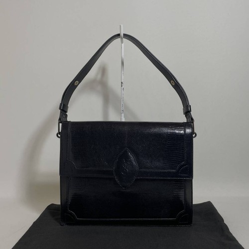 Yves Saint Laurent Shoulder Bag Black Leather With Dust Bag