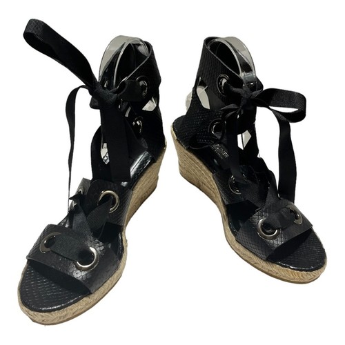 Donald J Pliner black lace up espadrille sandals wedges WOMEN’S SIZE 7 - Picture 4 of 9