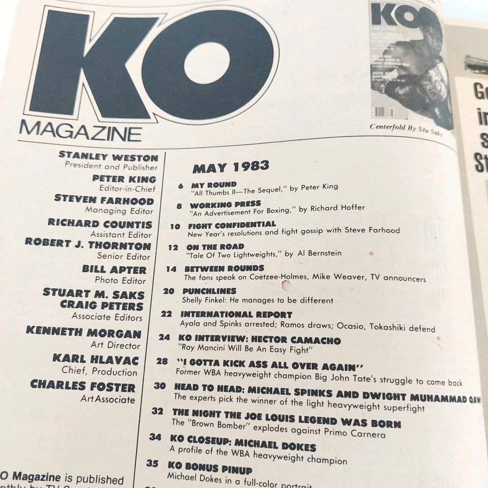 KO MAGAZINE HECTOR CAMACHO COVER MAY 1983 | VGC | BOXING | POSTER INTACT - Image 4 of 4