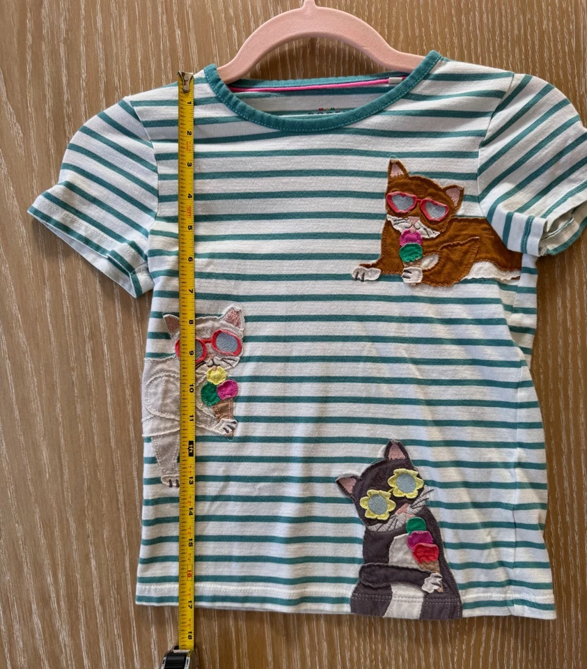 Mini Boden Designer Girl's Top Striped Embroidered Shirt Very Good Condition 7-8 - Image 4 of 4