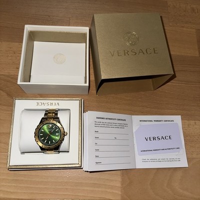 Versace Uhr V11050016 Hellenyium GMT grün silber Gold Edelstahl Herren mit Box