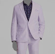 Bar III Men's Purple Solid Slim-Fit Linen Suit Separate Jacket Size 34S