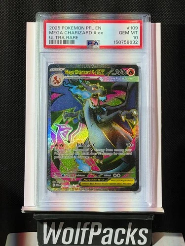 2025 Pokemon Me02 Phantasmal Flames - Mega Charizard X ex #109 Ultra Rare PSA 10
