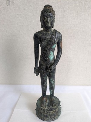 BUDDHA AMITABHA Bronze Statue Antique Japanese 19Th Century Buddhism 10.9 inch