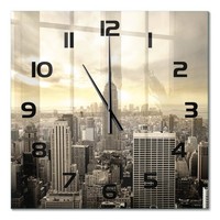 Glasuhr Aus GehäRtetem Glas Wanduhr Manhattan New York Schwarze Zeiger 60X60 Cm