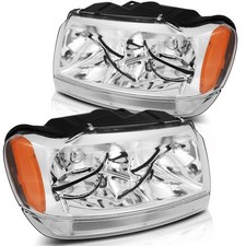 Pair Headlights Assembly Fits 1999-2004 Jeep Grand Cherokee Left Right