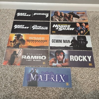 Lot of 9 Movie Theater Poster Mylars - 5'' x 13'' Matrix Fast Furious Rambo Rocky