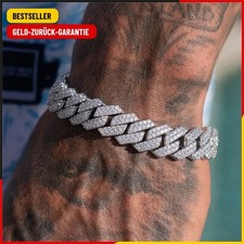 14MM Iced Prong Link Kubanische Kettenarmb&auml;nder f&uuml;r M&auml;nner Frauen Voller Strasss