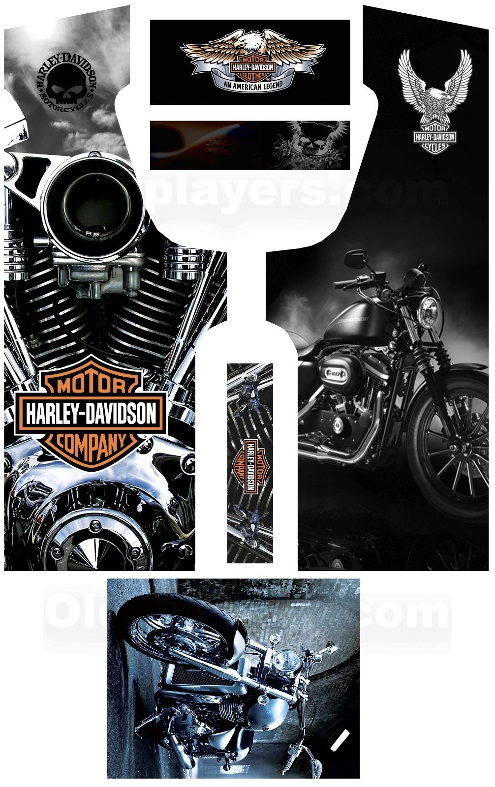 Stickers Harley Modele 1 anti-rayures pour la décoration de borne d'arcade