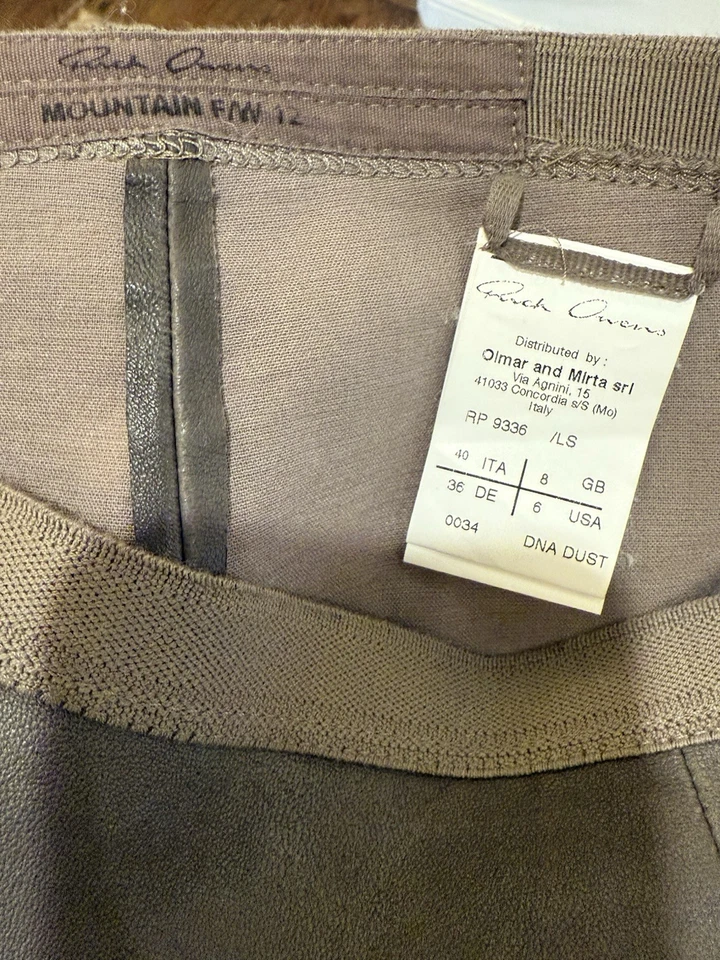 Leggings para mujer Rick Owens de cuero de cordero talla 6 en color topo (gris/marrón) Foto 3 de 3