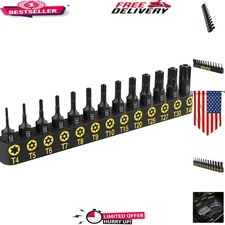 Durable 13-Piece S2 Alloy Steel Torx Bit Set | Impact Grade Security T4-T40