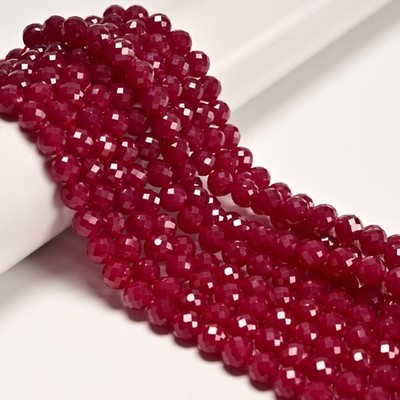Natural Ruby Faceted Round Beads Size 8mm 15.5'' Strand (8mm)