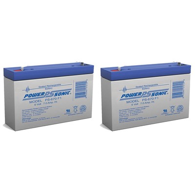 Power-Sonic ELB0607 6 V 7 AmpH SLA Replacement Battery with F1 Terminal - 2 Pack