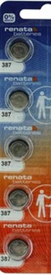 Renata 387S Coin Cell Silver Oxide With Spacer Ring Batteries 5 Pcs