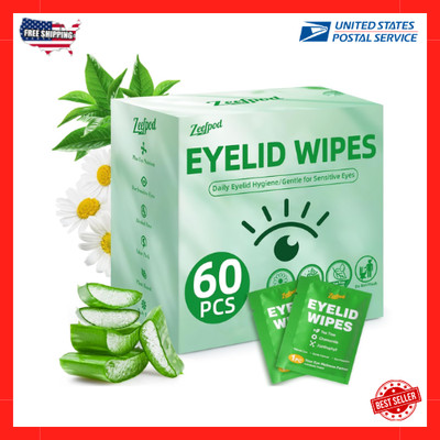 Tea Tree Oil Eyelid Wipes- 60 PCS Natural Blepharitis, MGD & Dry Eye ...