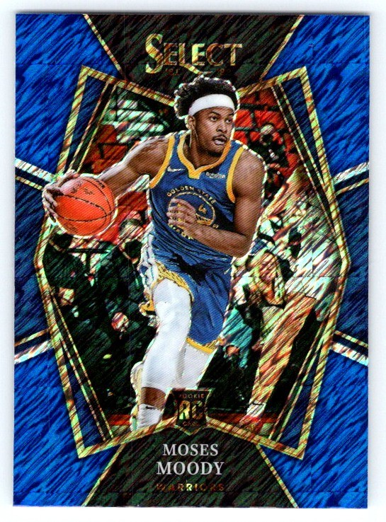 2021-22 Panini Select Moses Moody #187 Blue Shimmer Prizms Warriors Rookie