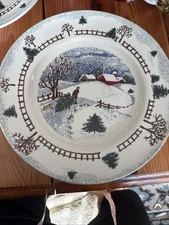 Folkcraft Stoneware 10 1/4" Dinner Plates In The Winter Side Pattern