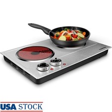 Ceramic Electric Hot Plate Compact Double Burner Portable Cooking Stove US