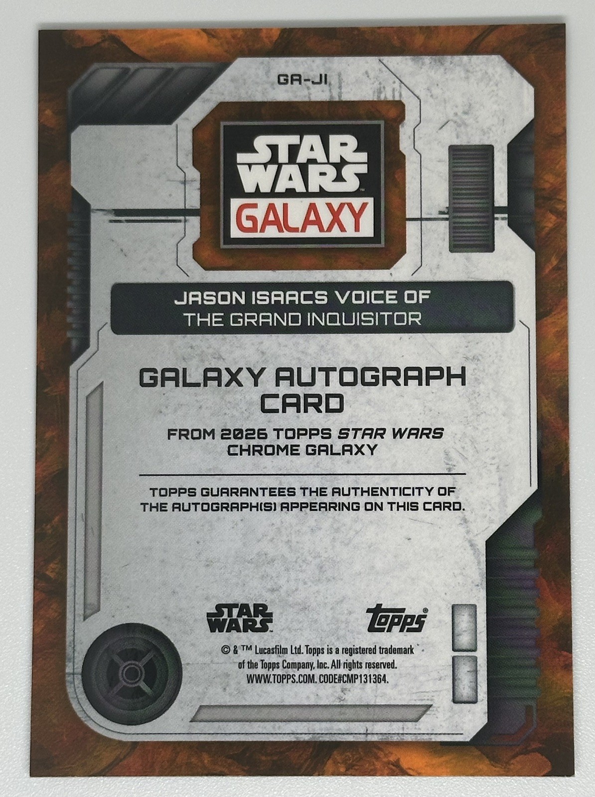 THE GRAND INQUISITOR JASON ISAACS Auto 25/25 Star Wars 2026 Topps Galaxy view 2