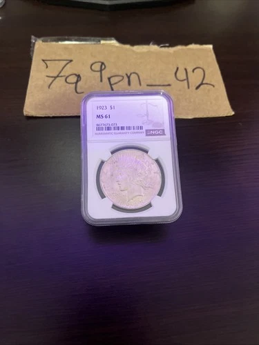 Below Spot 1923 Philadelphia Silver Peace Dollar Ms61 NGC Graded 90% Silver Coin