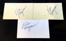 KEITH MAGNUSON LOT OF 3 VINTAGE SIGNED 3x5 INDEX CARDS - BLACK HAWKS  (D-2003)