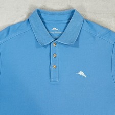 Tommy Bahama Emfielder Polo Shirt Mens M Blue Supima Cotton Blend Short Sleeve