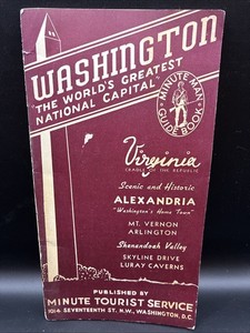 Vintage 1938 Minute Man Guide Book Washington DC Virginia
