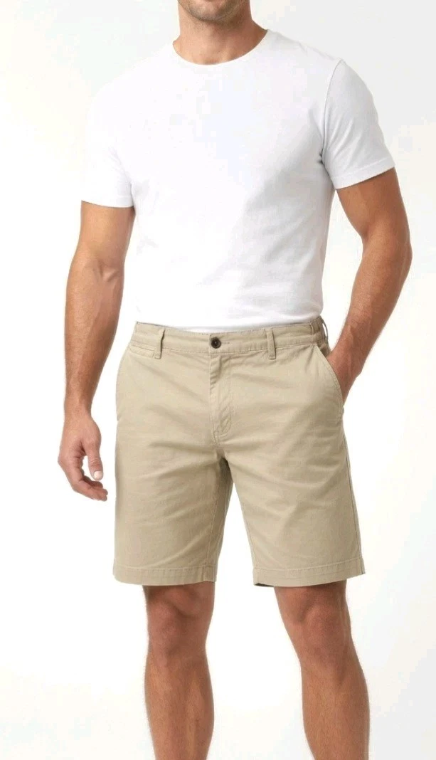 Lands' End Men's Big/Tall Traditional Elastic Fit Cotton Khaki Shorts (SIZE:46)