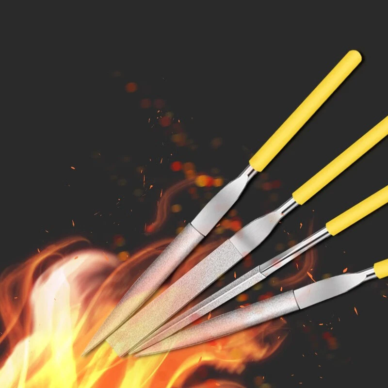 3x140/200mm Round Tip Diamond Needle File For Polishing Metal Tool 120/400 Grit - Image 3 of 3