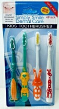 4 Pack Simply Smile Toothbrush Kids Children Medium Bristle NEW