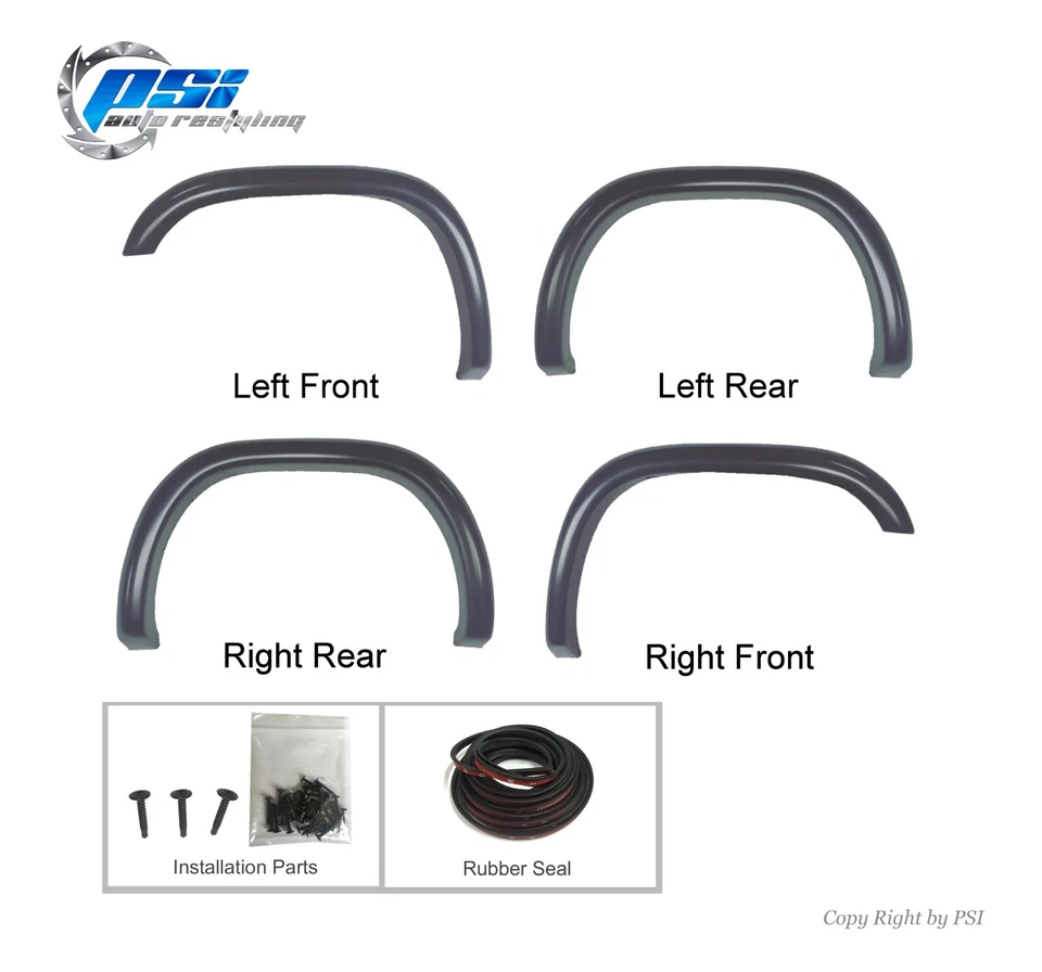 Extension Style Fender Flares Fits 97-04 Dodge Dakota Full Set Paintable Finish Foto 2 de 4