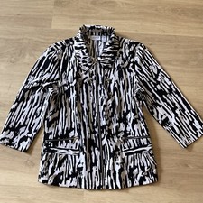 Zenergy Chico's Artsy Abstract Full Zip Blazer Jacket w/ Zipped Pockets Size 0
