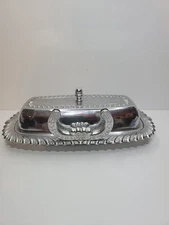 Chrome Plated Irvinware Butter Dishi Glass Insert & Knife Rest Vintage