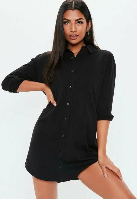 Missguided black top shirt dress