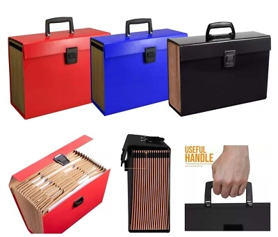 HOMION A4 Expanding File Folder Box 13/19 Pocket Document Organiser Paper Storage Case