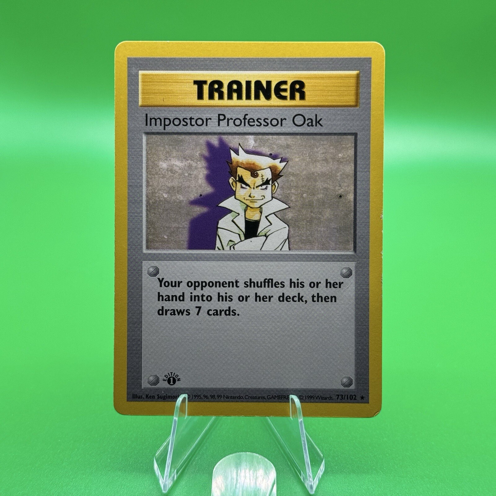 Pokemon 1st Edition Base Set Imposter Professor Oak 73/102 Rare 1999 LP