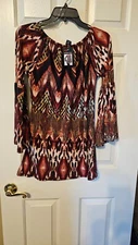 WOMENS MULTICOLOR WIN WIN BELL SLEEVE TUNIC S/M