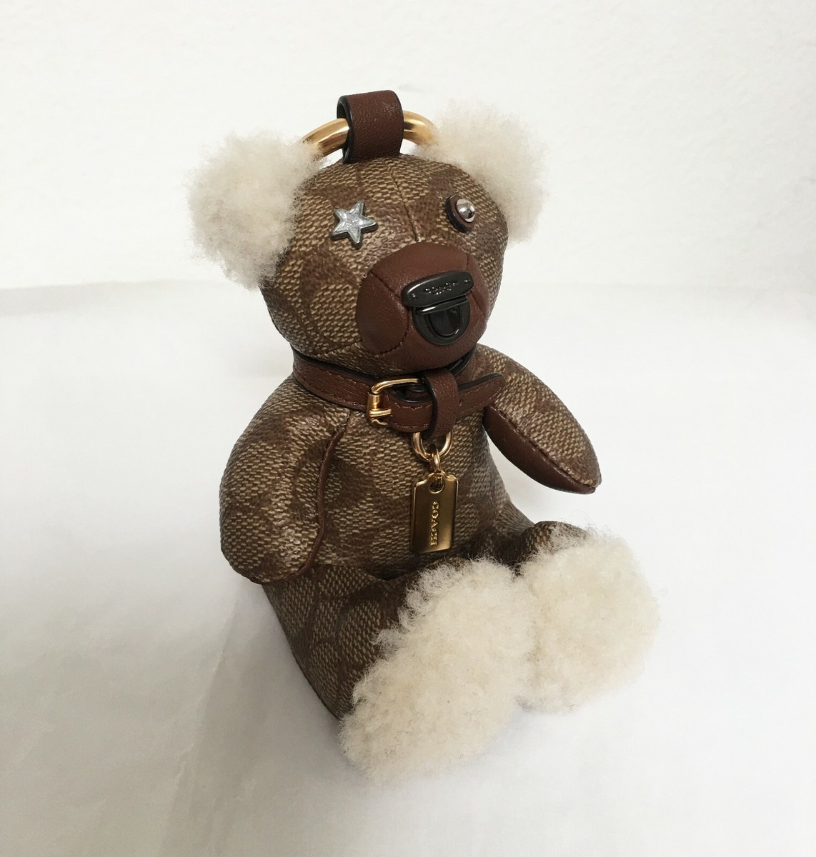 COACH 大人気ベアー　バッグチャームブラウン新品 COACH Bear Keychain, Bag Charm Signature Canvas & Leather