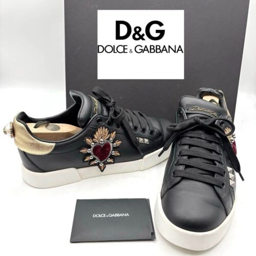 Dolce&Gabbana Sneakers Shoes Heart Studs Black Size Women's US7 / JP24 Excellent