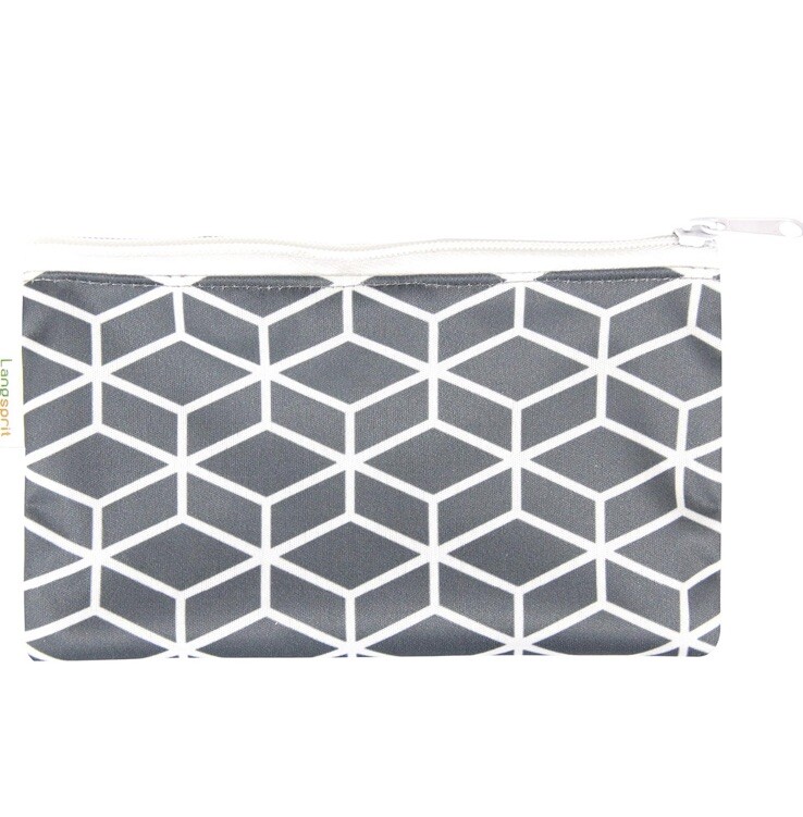 4 Pack Premium Reusable Washable Sandwich Bags - Grey Geometric Pattern